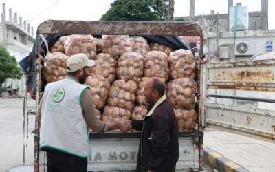 جانب من تسليم المواد العينية للمشاريع المستحقة خلال الشهر الحالي في مدينة #جرابلس بريف حلب الشرقي